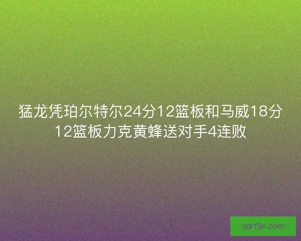 猛龙凭珀尔特尔24分12篮板和马威18分12篮板力克黄蜂送对手4连败